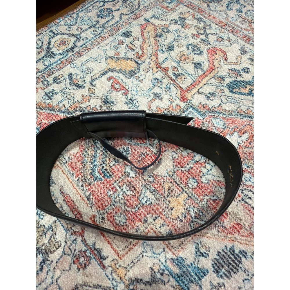 Alaia Paris Womens Black Leather Wide Corset Waist Belt Size 70 Made in France - Picture 3 of 7